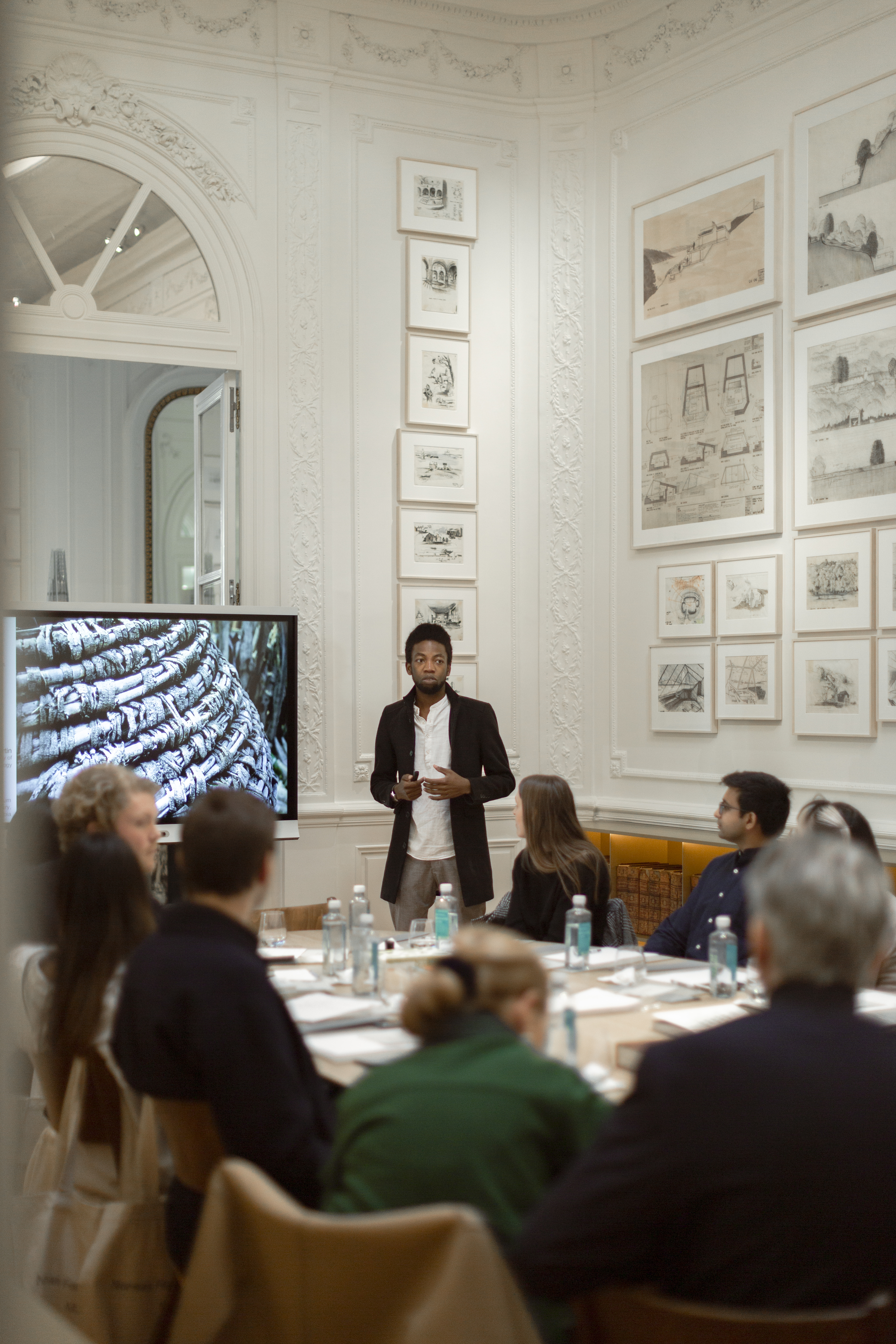 Elao Martin presenting at the Norman Foster Foundation’s Rematerialising Housing Workshop in Madrid, Spain