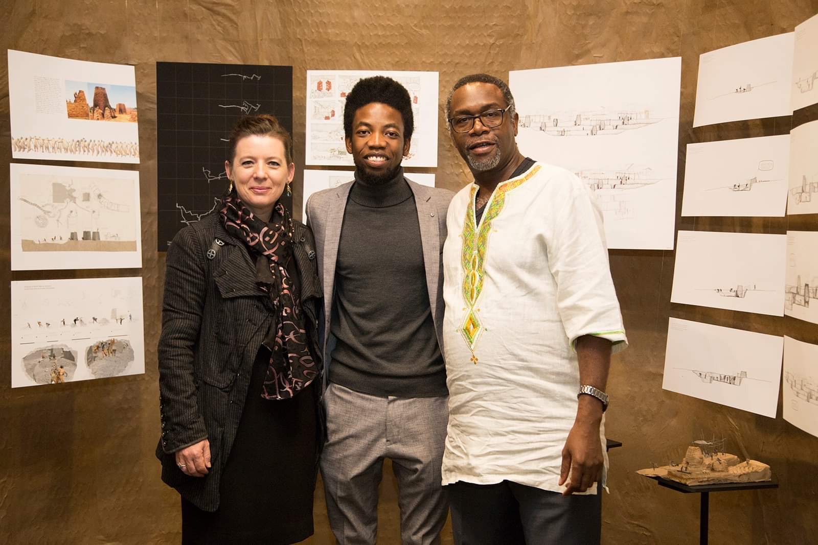 Elao Martin with Denise Fouché and Dr Finzi Saidi of the Graduate School of Architecture UJ at the Corobrik Student of the Year Awards in Johannesburg