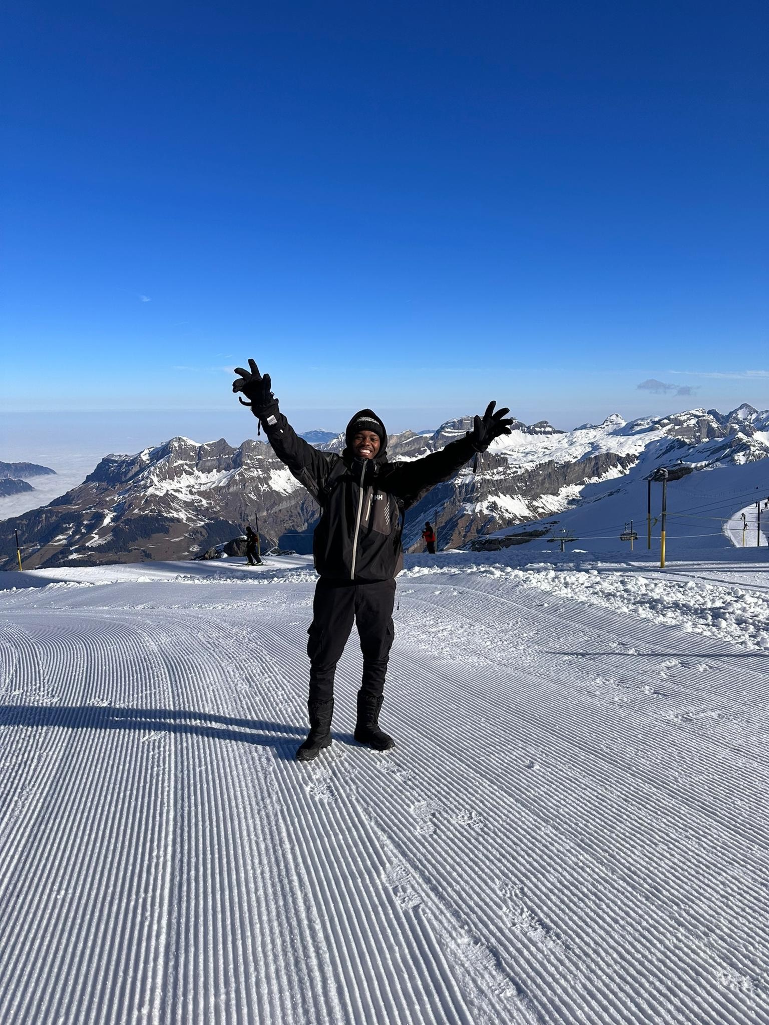 Dawid Amutenya having fund on the slopes.