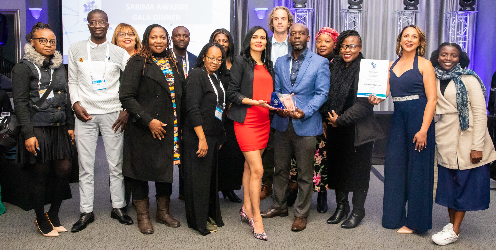 KEEPING NUST ON THE MAP: Dr Lisho Mundia, Director of Research and Innovation, Ministry of Higher Education, Technology and Innovation (fifth from right), pictured with the NUST team, celebrating the big moment in Johannesburg, South Africa.
