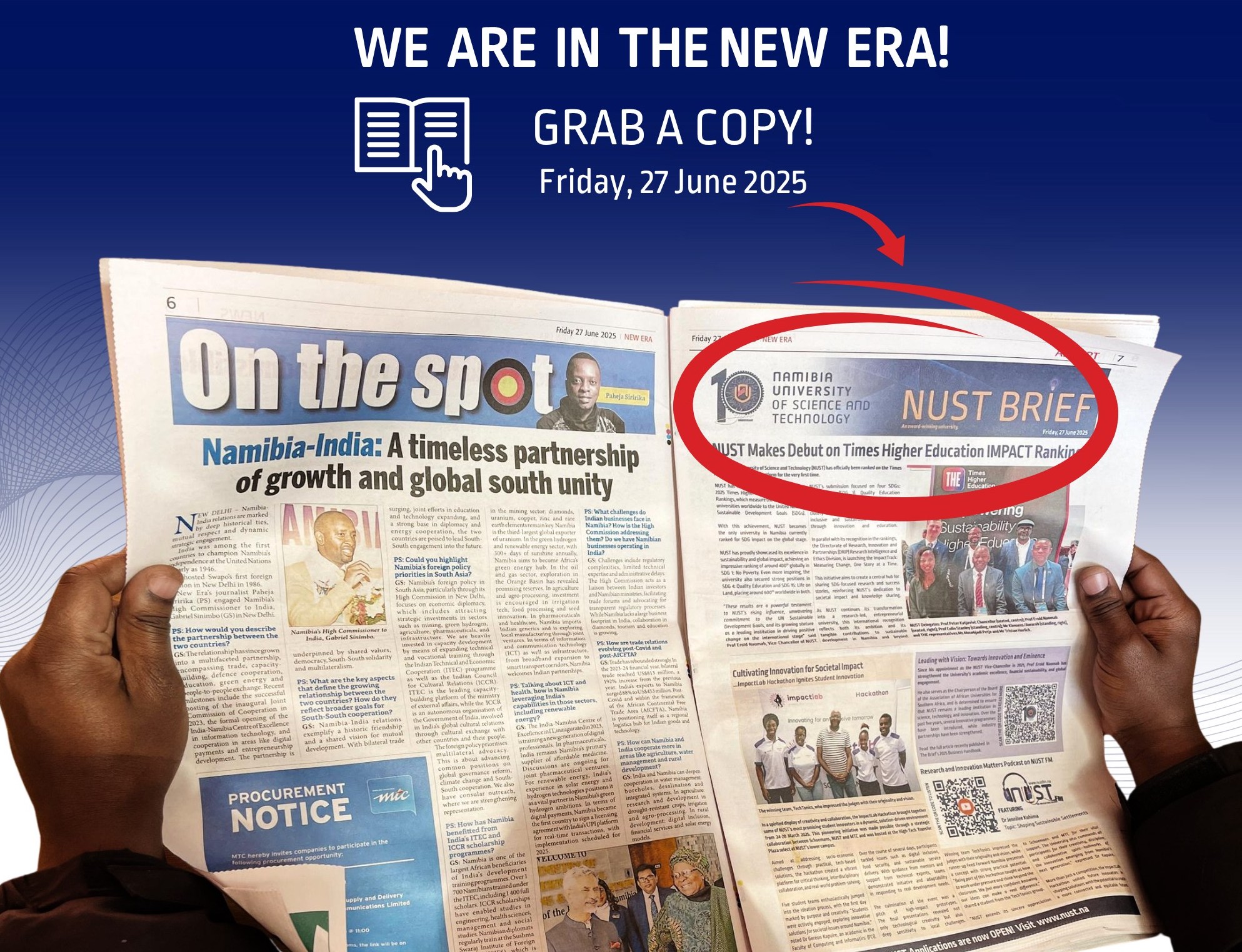 Our latest NUST Campus Newsletter is featured in todays edition of the New Era Newspaper!