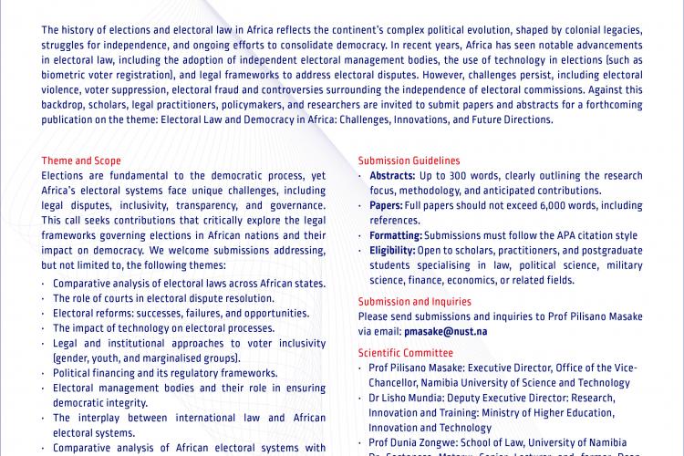 Call for Papers/Abstracts Electoral Law and Democracy in Africa